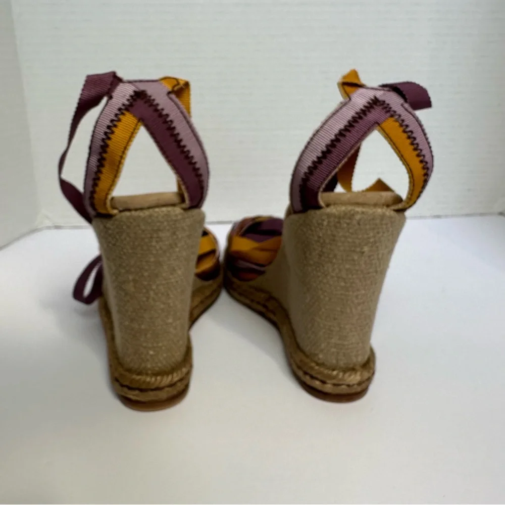 Marc Jacobs Purple & Gold Ankle Tie Colorful Wedge Espadrille Sandals- Size 7